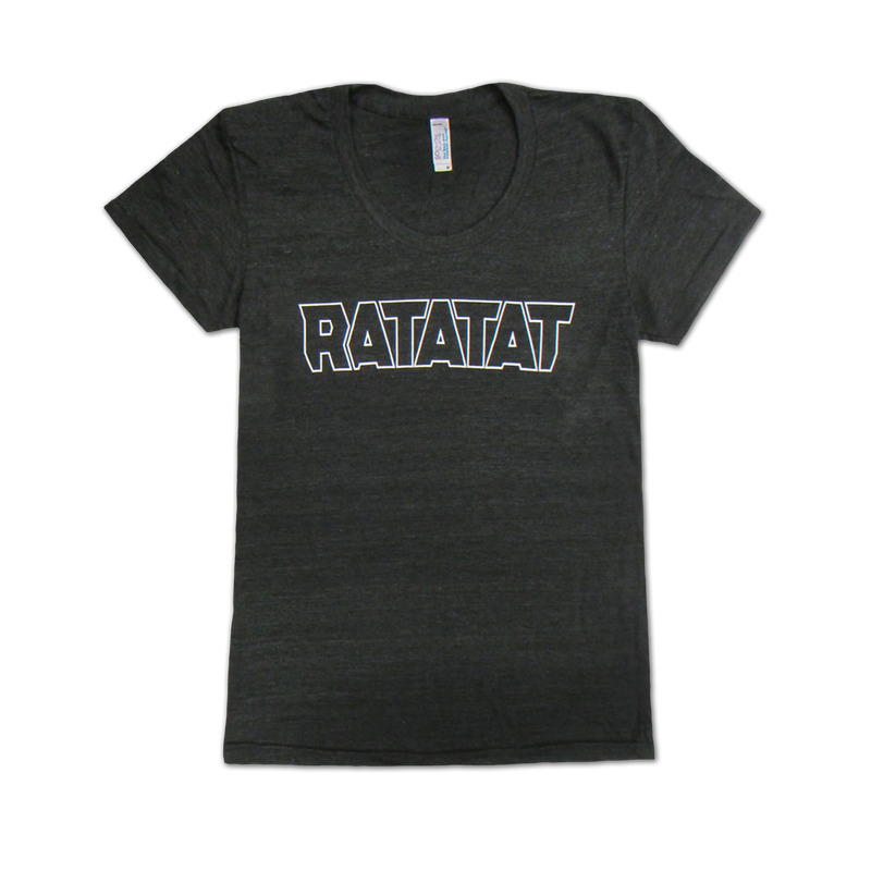 RATATAT Girl's White Outline Logo on Black T-Shirt